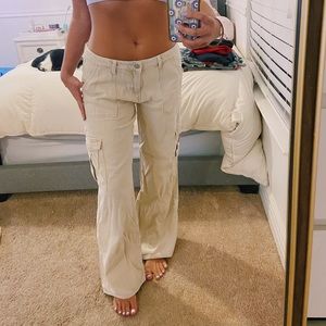 Tan Low Rise Cargo Pant